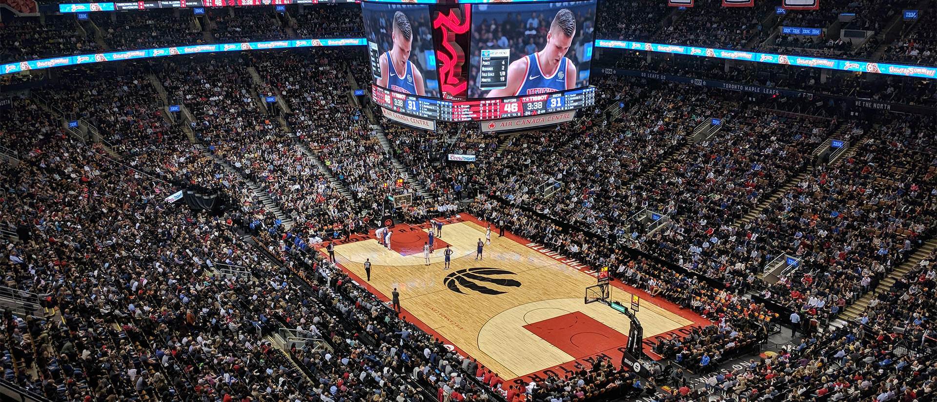 Toronto Raptors NBA arena packed crowd overhead view